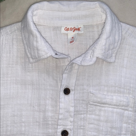Cat & Jack White Cotton Button Down Shirt 4T EUC Beach Summer Photos - Picture 2 of 11